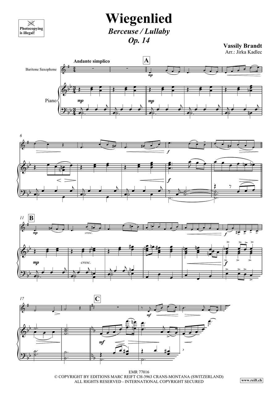 Wiegenlied Wiegenlied Baritone Saxophone scores gallery preview page 3