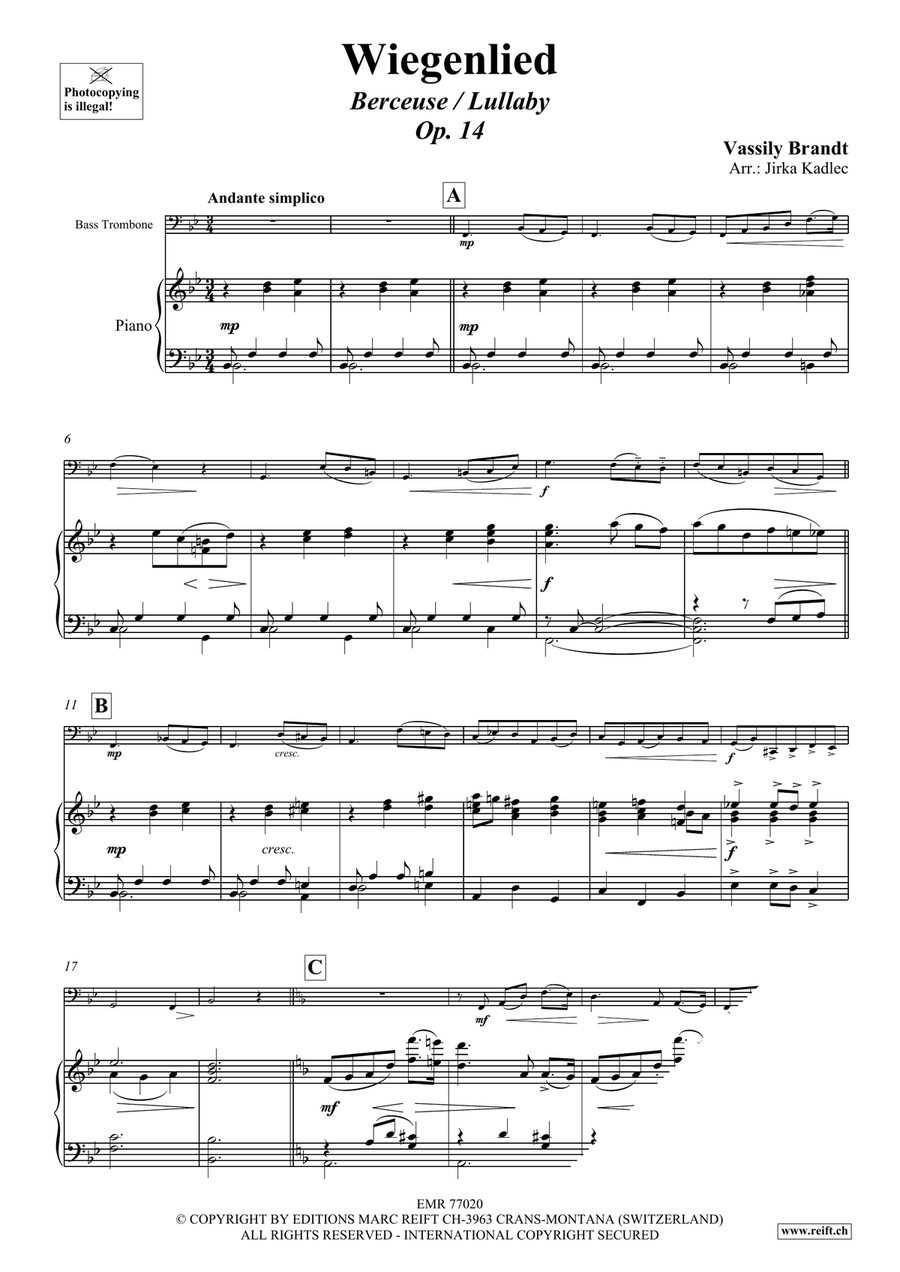 Wiegenlied Wiegenlied Bass Trombone scores gallery preview page 3