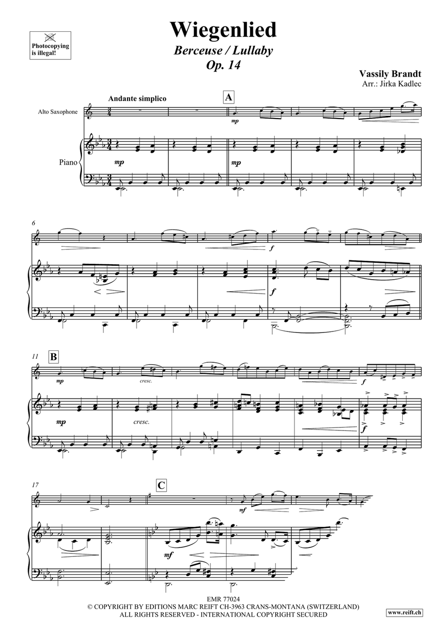 Wiegenlied Wiegenlied Alto Saxophone scores gallery preview page 3