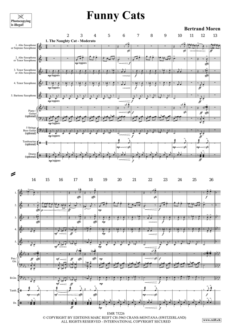 Funny Cats Funny Cats Saxophone Quintet scores gallery preview page 4