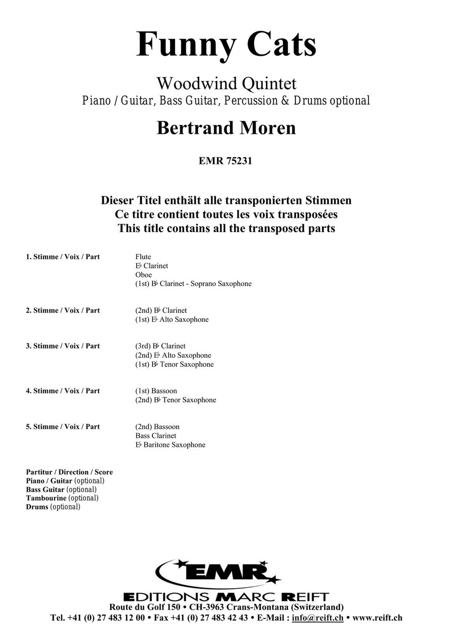 Funny Cats Funny Cats Woodwind Quintet scores gallery preview page 2