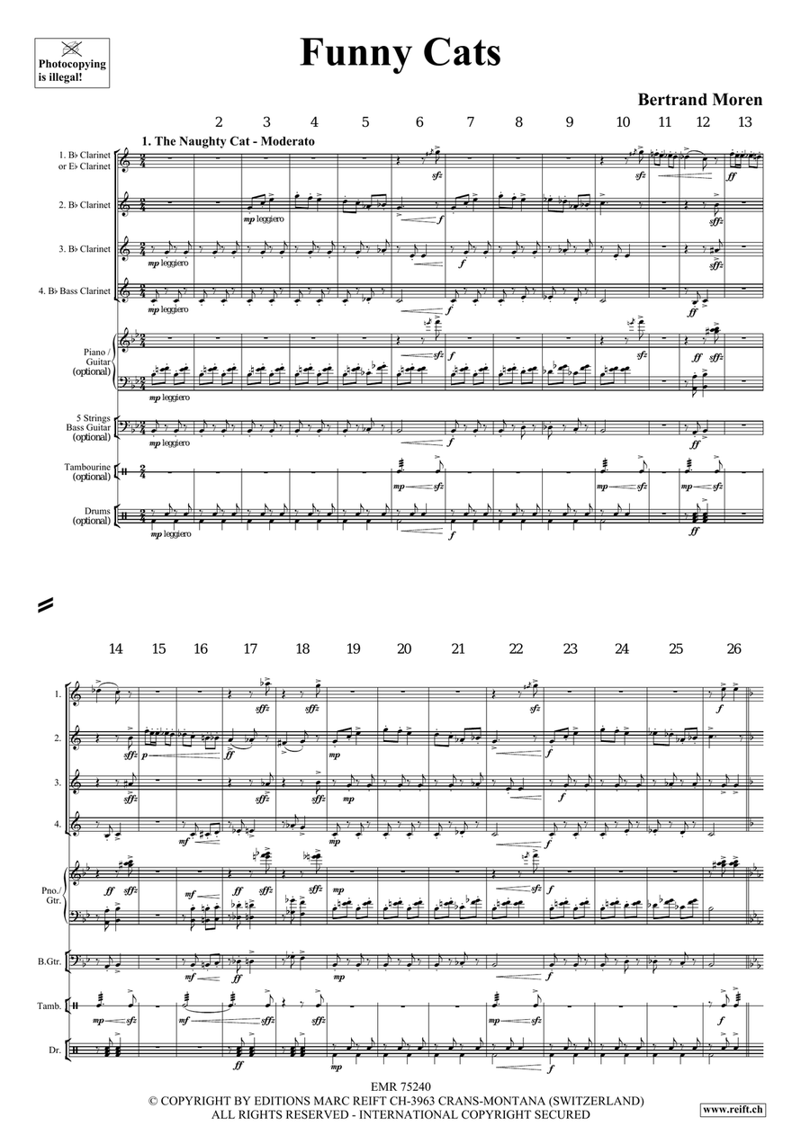 Funny Cats Funny Cats Clarinet Quartet scores gallery preview page 4