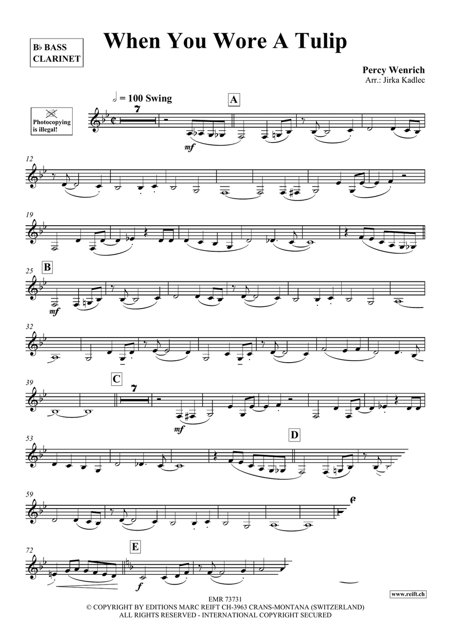 When You Wore A Tulip Bass Clarinet scores gallery preview page 3