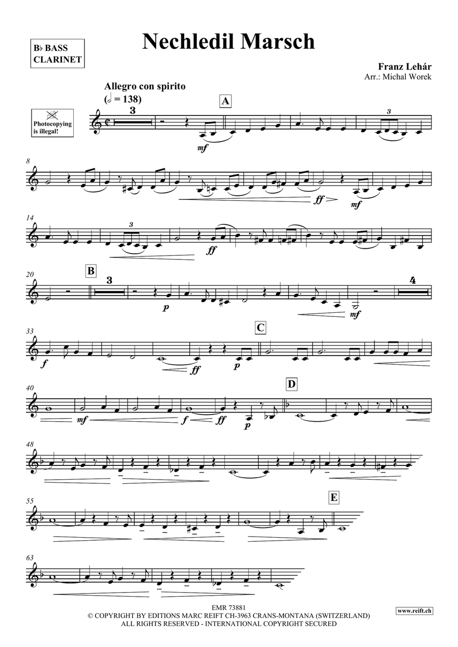 Nechledil Marsch Nechledil Marsch Bass Clarinet scores gallery preview page 3