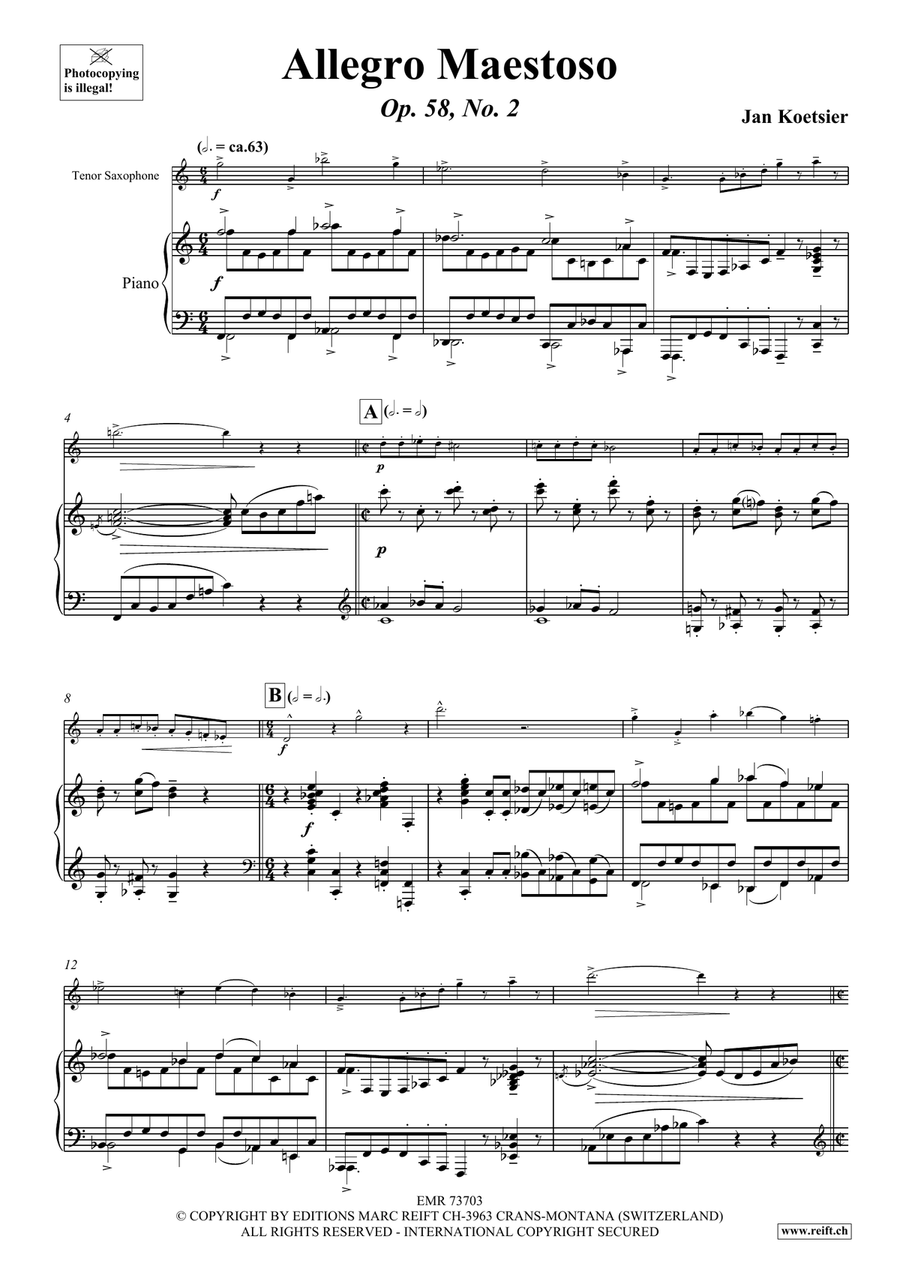 Allegro Maestoso Allegro Maestoso Tenor Saxophone scores gallery preview page 5