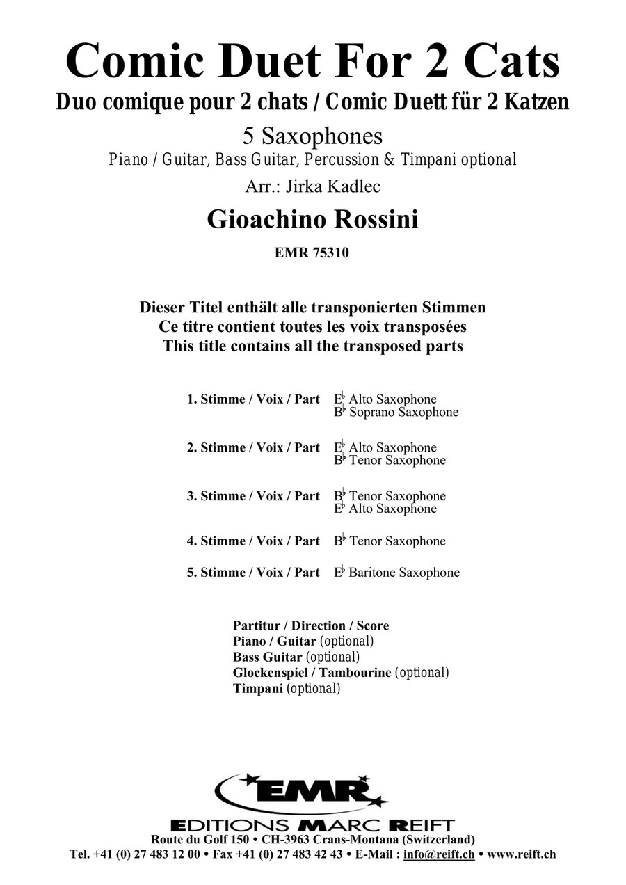 Comic Duet For 2 Cats by Gioachino Rossini Saxophone Quintet - Sheet Music page 2