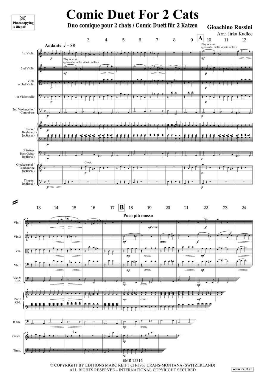 Comic Duet For 2 Cats by Gioachino Rossini String Orchestra - Sheet Music page 3