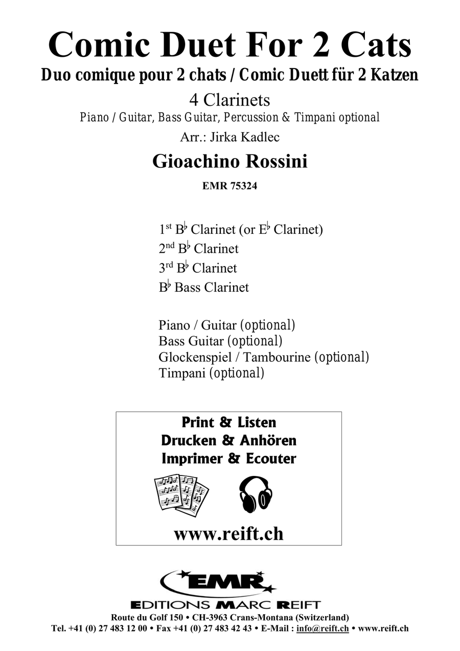 Comic Duet For 2 Cats by Gioachino Rossini Clarinet Quartet - Sheet Music page 2