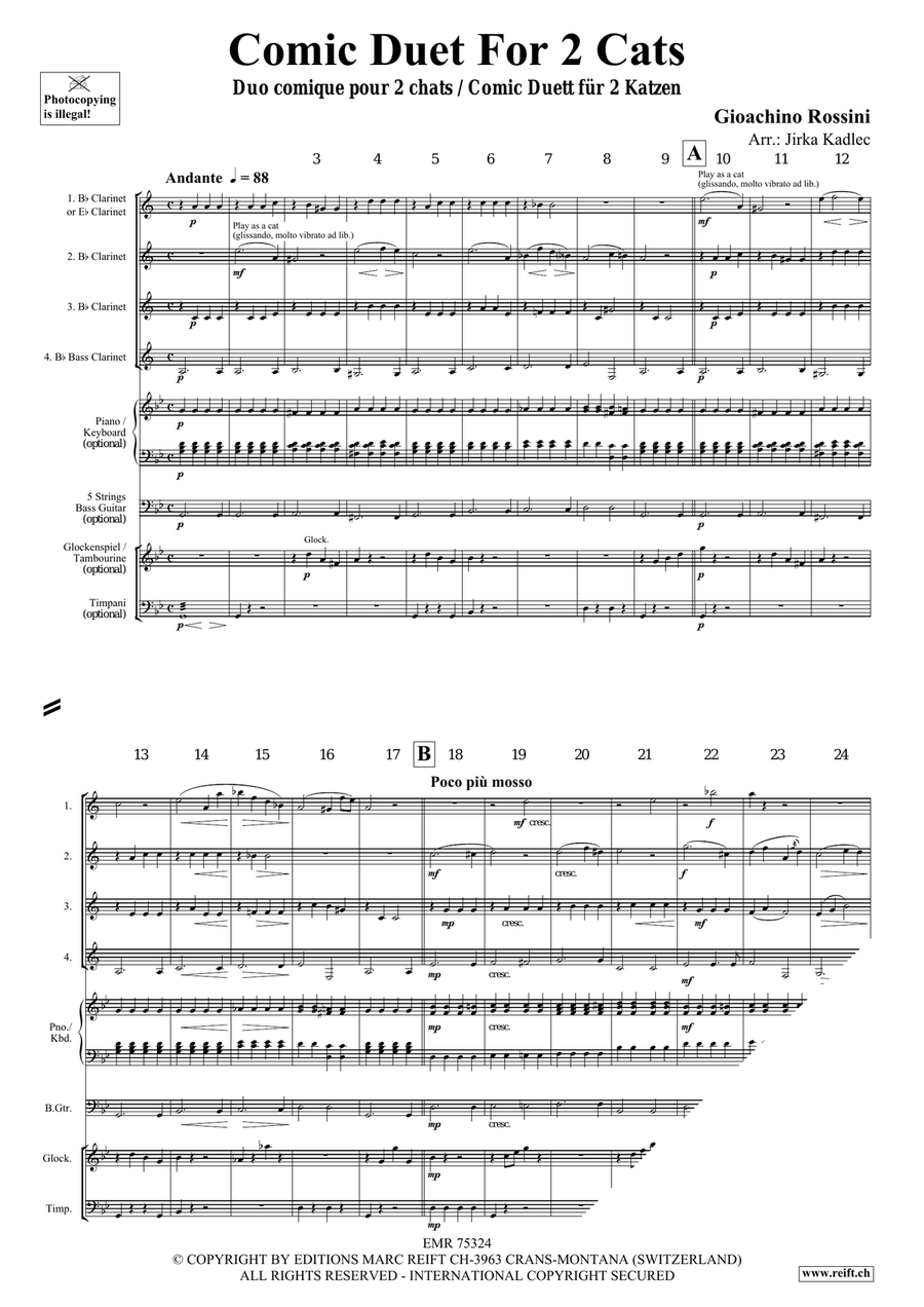 Comic Duet For 2 Cats by Gioachino Rossini Clarinet Quartet - Sheet Music page 3