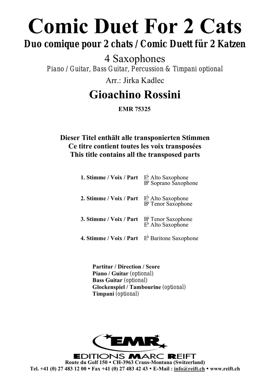 Comic Duet For 2 Cats by Gioachino Rossini Saxophone Quartet - Sheet Music page 2