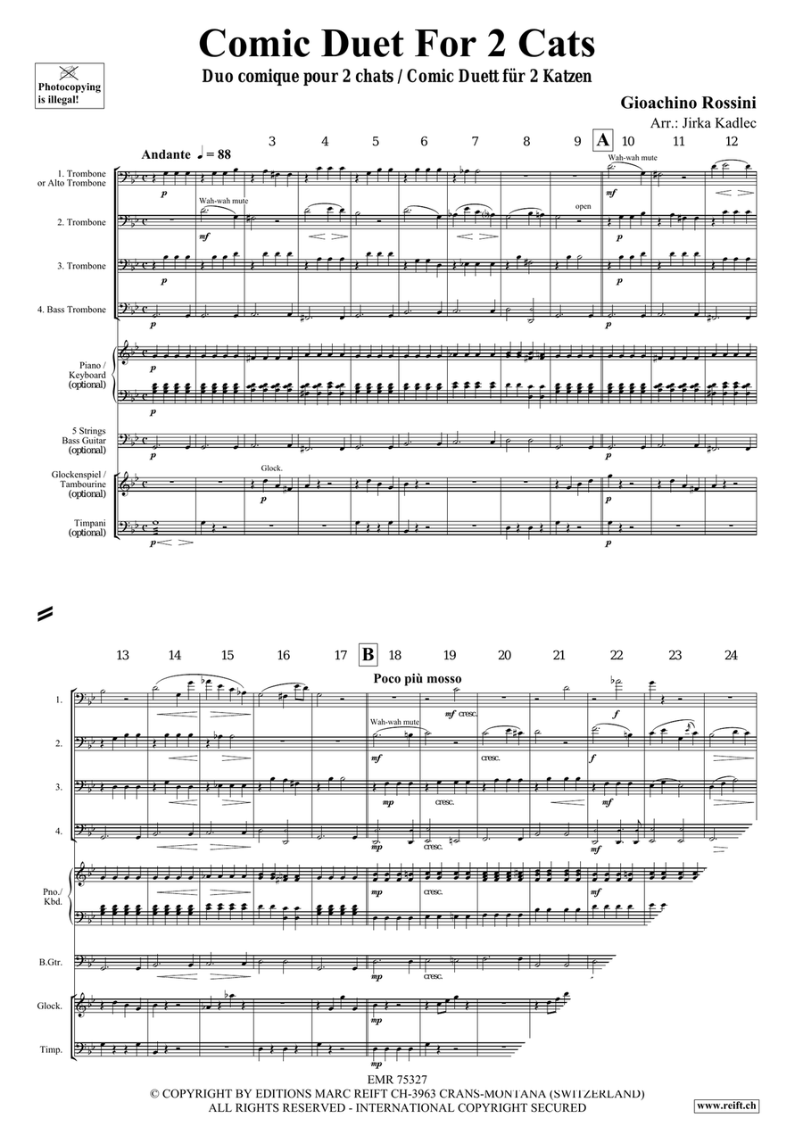 Comic Duet For 2 Cats by Gioachino Rossini Trombone Quartet - Sheet Music page 3
