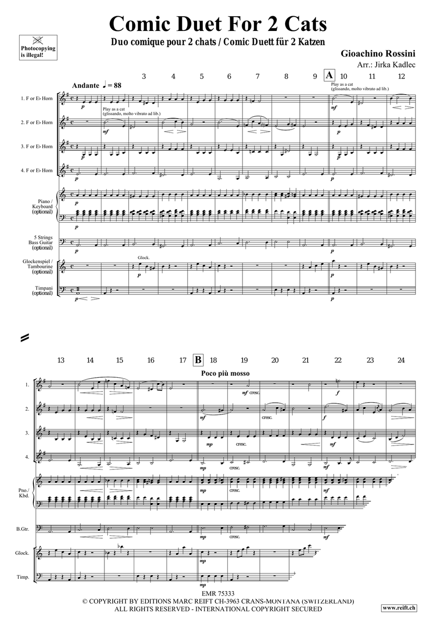 Comic Duet For 2 Cats by Gioachino Rossini Horn - Sheet Music page 3