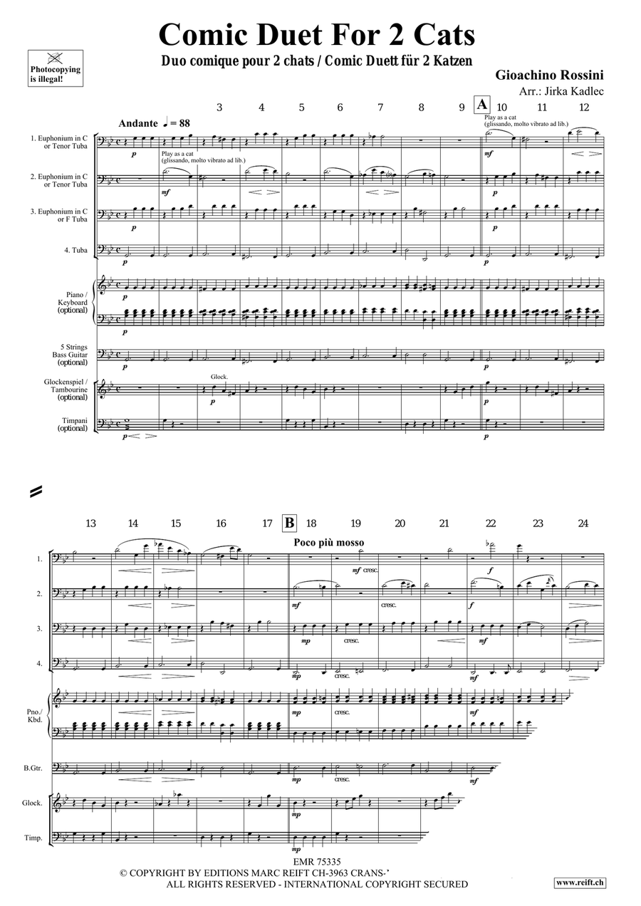 Comic Duet For 2 Cats by Gioachino Rossini Tuba Quartet - Sheet Music page 3