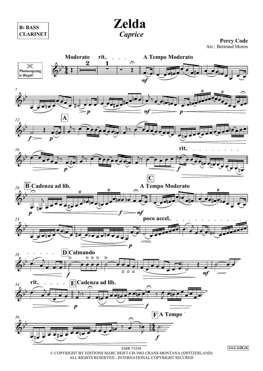 Zelda Zelda Bass Clarinet scores gallery preview page 3