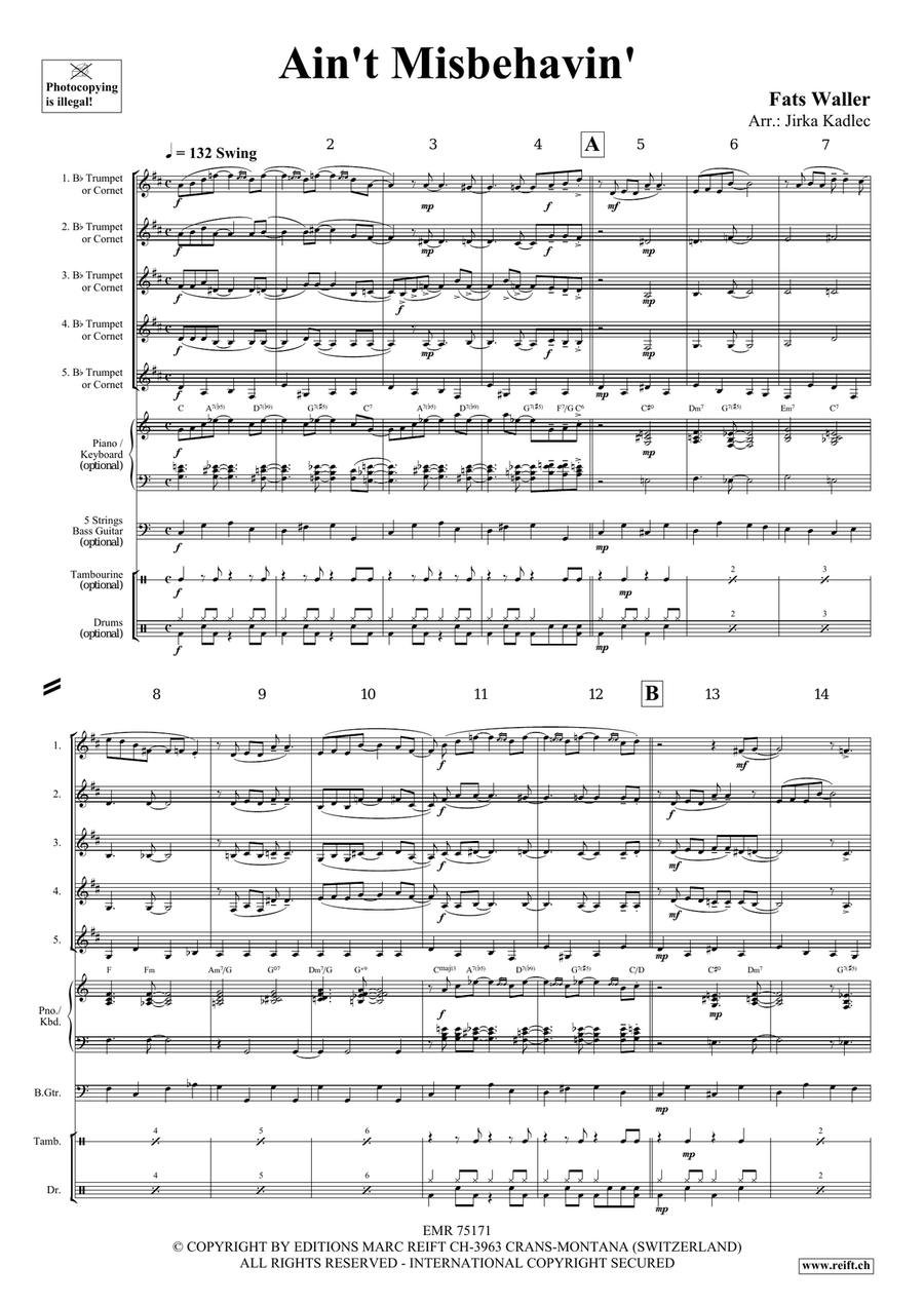 Ain't Misbehavin' Ain't Misbehavin' Cornet scores gallery preview page 3