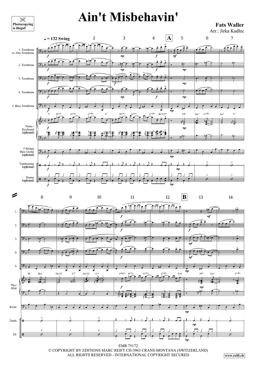 Ain't Misbehavin' Ain't Misbehavin' Trombone scores gallery preview page 3