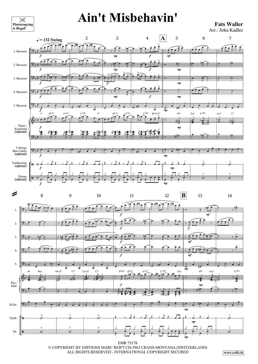 Ain't Misbehavin' Ain't Misbehavin' Bassoon scores gallery preview page 3
