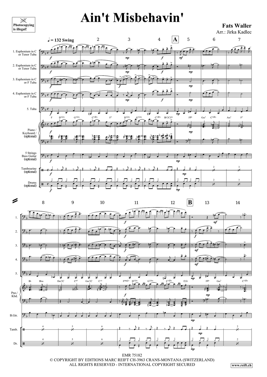Ain't Misbehavin' Ain't Misbehavin' Tuba scores gallery preview page 3