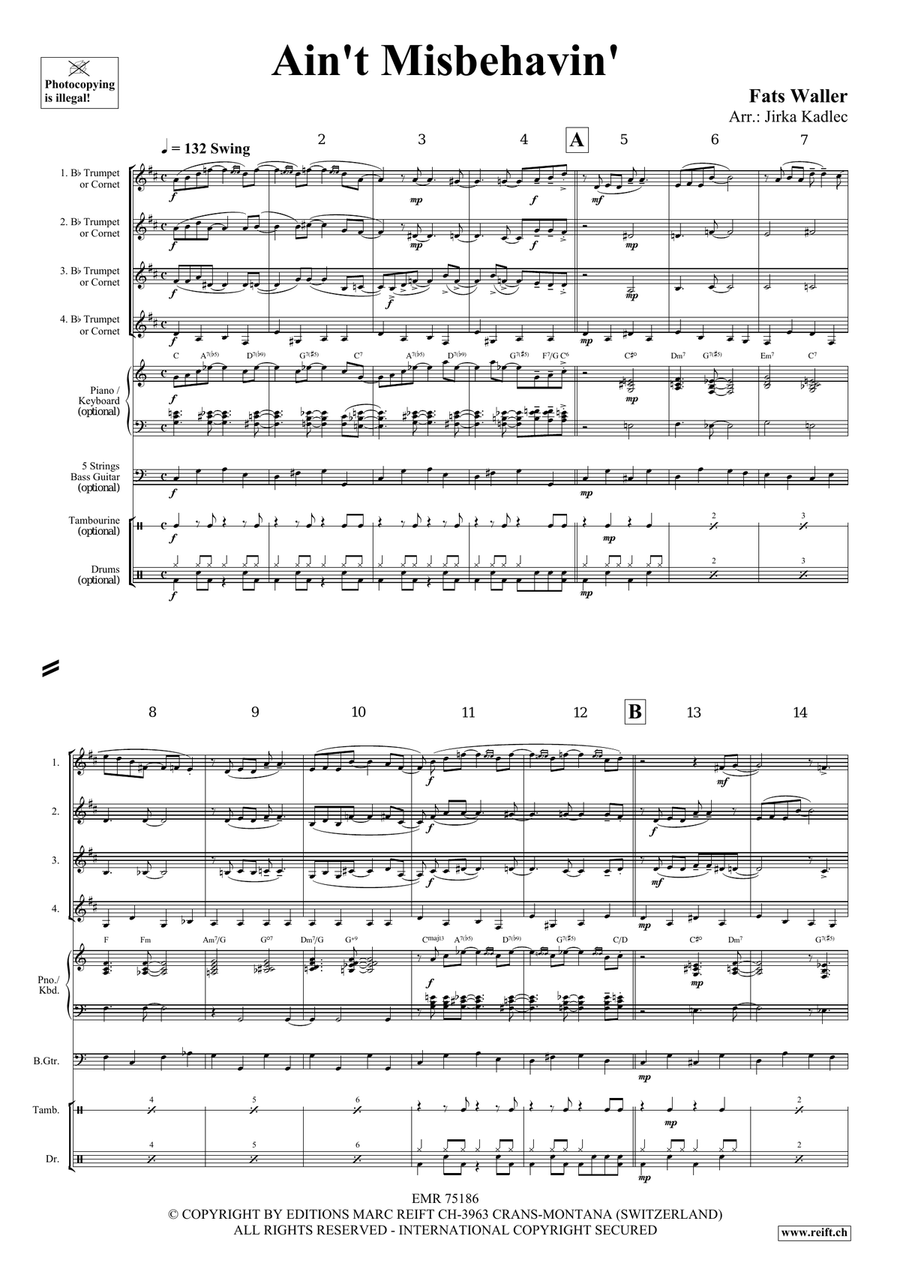 Ain't Misbehavin' Ain't Misbehavin' Cornet scores gallery preview page 3