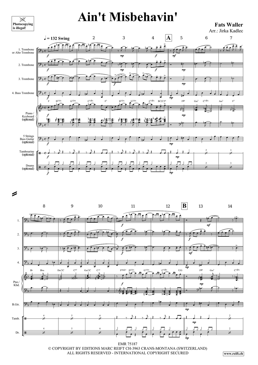 Ain't Misbehavin' Ain't Misbehavin' Trombone Quartet scores gallery preview page 3