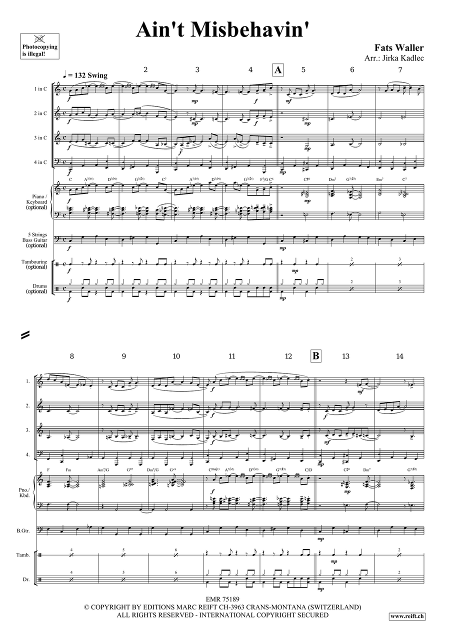 Ain't Misbehavin' Ain't Misbehavin' Brass Quartet scores gallery preview page 3