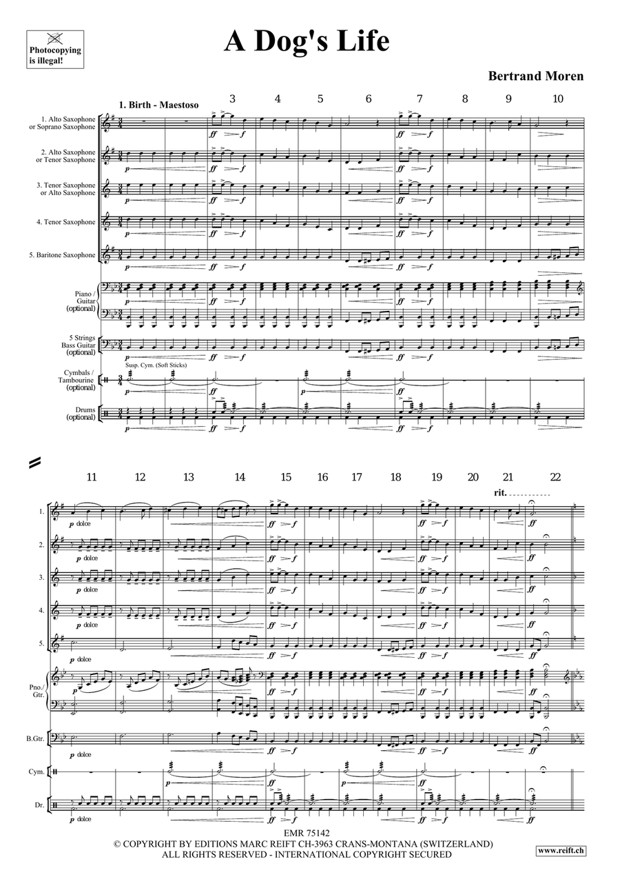 A Dog's Life A Dog's Life Saxophone Quintet scores gallery preview page 4