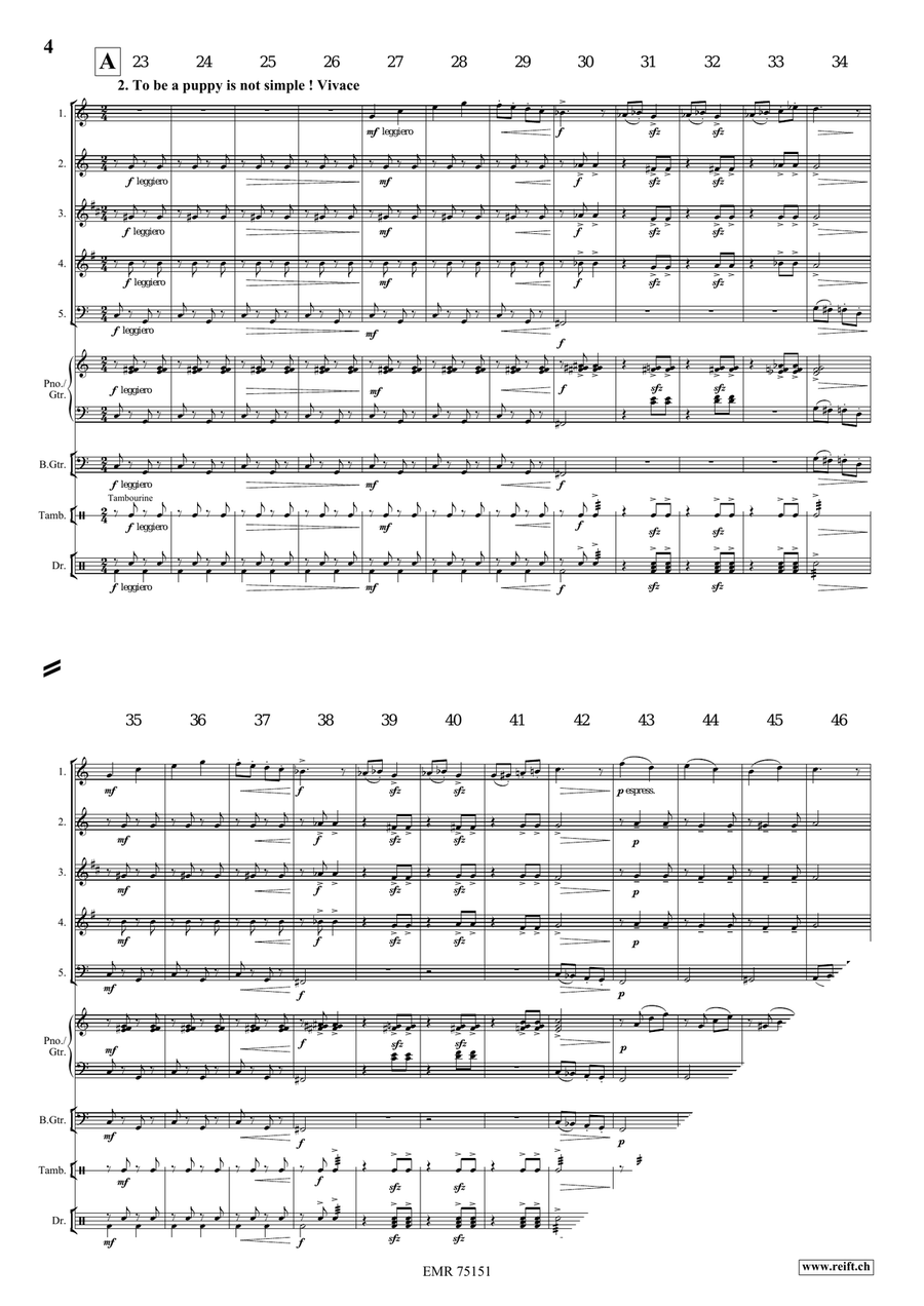 A Dog's Life A Dog's Life Woodwind Quintet scores gallery preview page 5