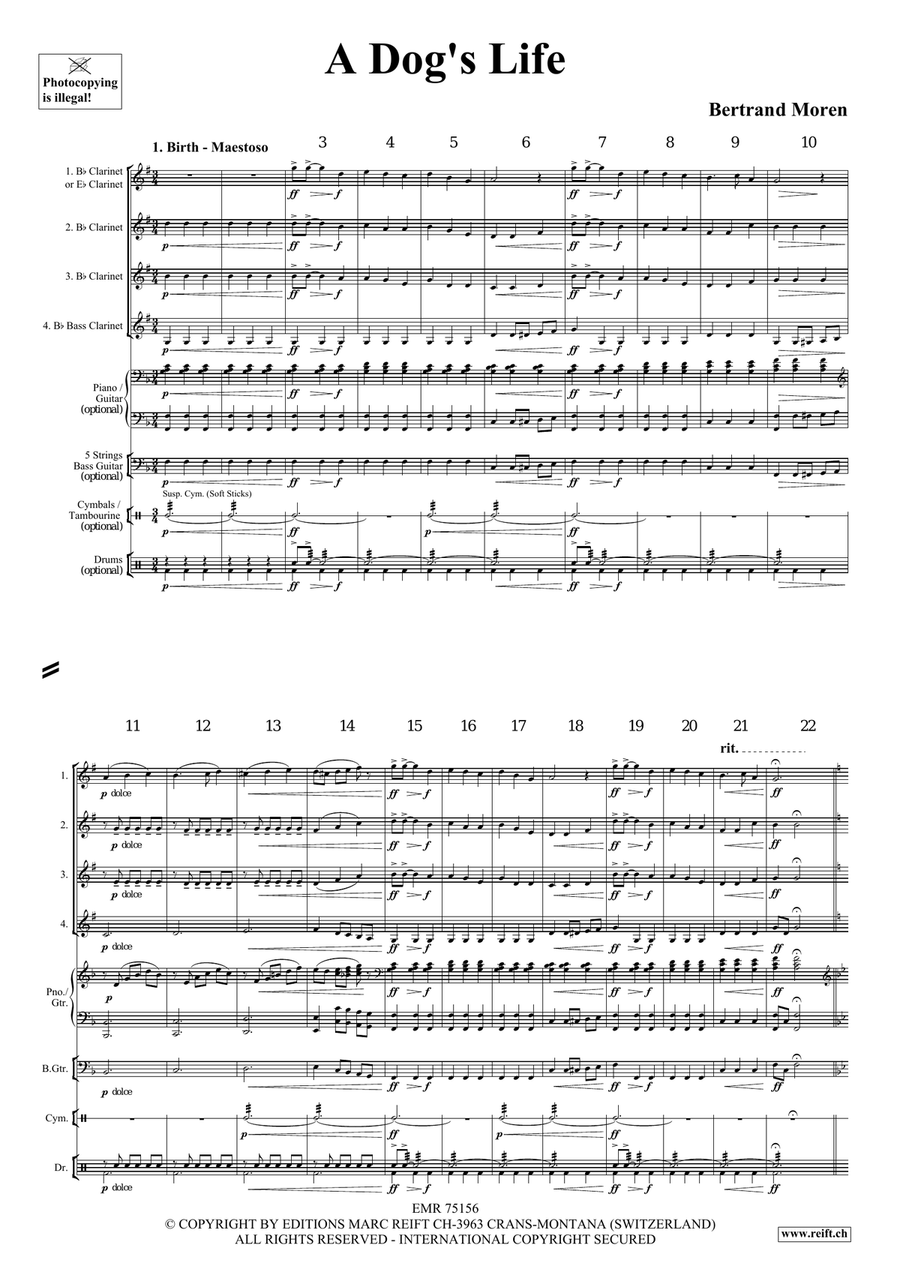 A Dog's Life A Dog's Life Clarinet Quartet scores gallery preview page 4
