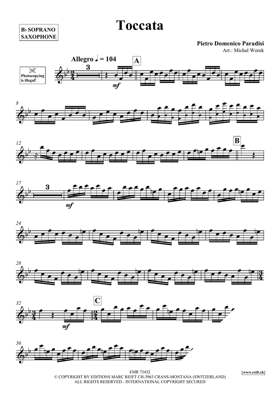 Toccata Toccata Soprano Saxophone scores gallery preview page 3