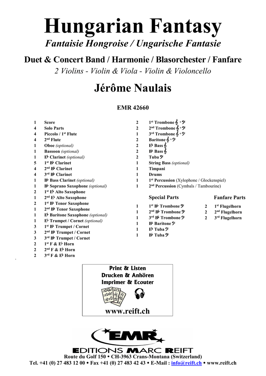 Hungarian Fantasy by Jerome Naulais Concert Band - Sheet Music page 2