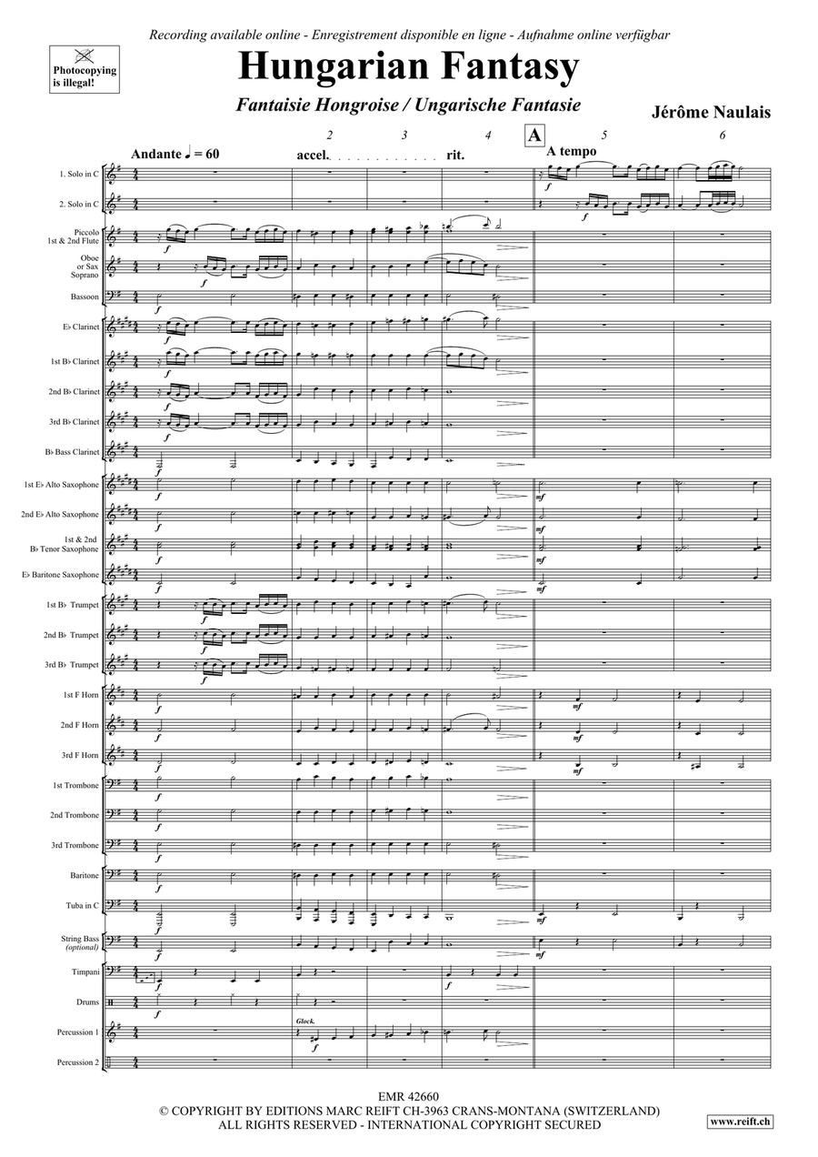 Hungarian Fantasy by Jerome Naulais Concert Band - Sheet Music page 4