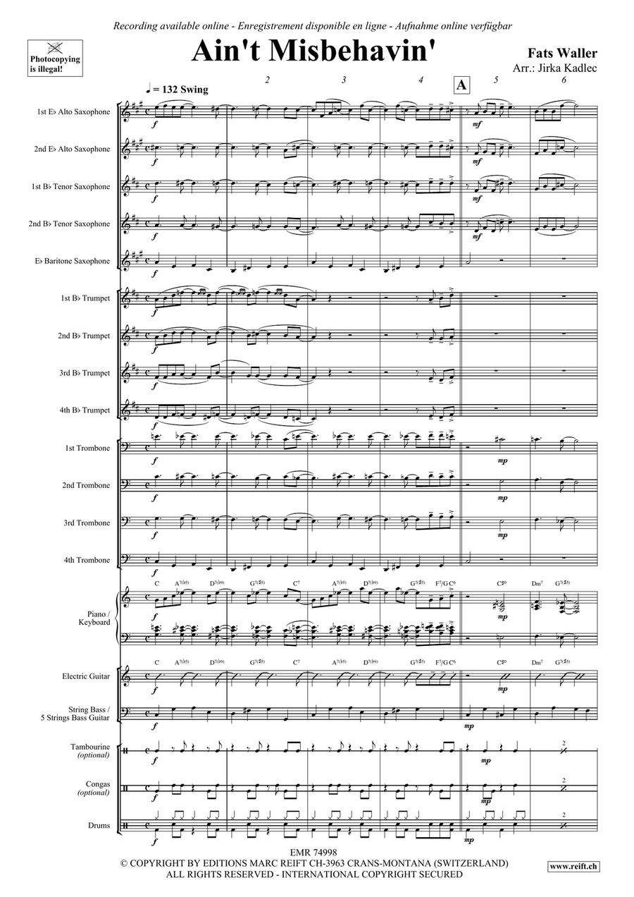 Ain't Misbehavin' Ain't Misbehavin' Big Band scores gallery preview page 3