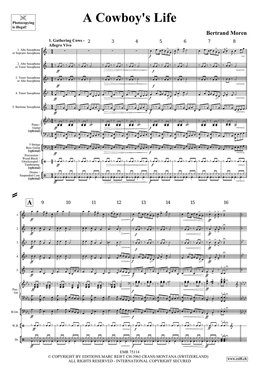 A Cowboy's Life A Cowboy's Life Saxophone Quintet scores gallery preview page 4