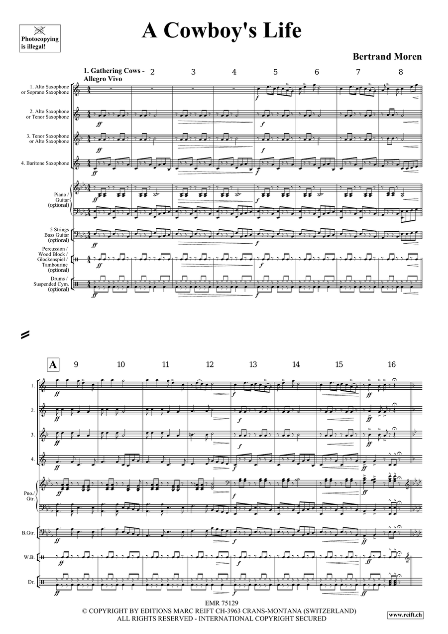 A Cowboy's Life A Cowboy's Life Saxophone Quartet scores gallery preview page 4