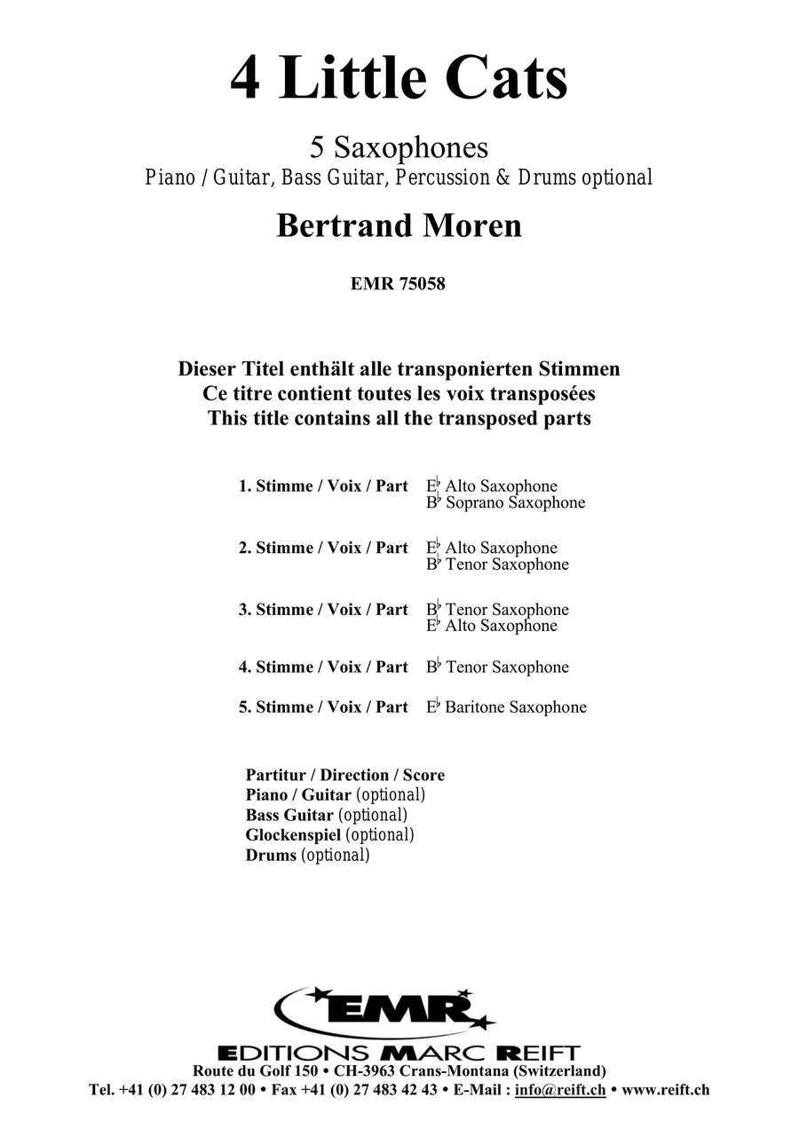 4 Little Cats 4 Little Cats Saxophone Quintet scores gallery preview page 2