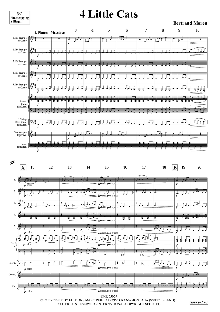 4 Little Cats by Bertrand Moren Cornet - Sheet Music page 4