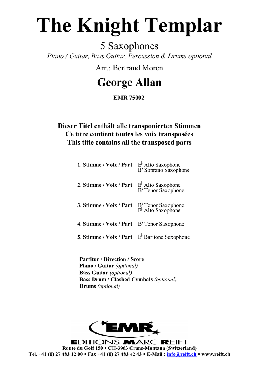The Knight Templar The Knight Templar Saxophone Quintet scores gallery preview page 2
