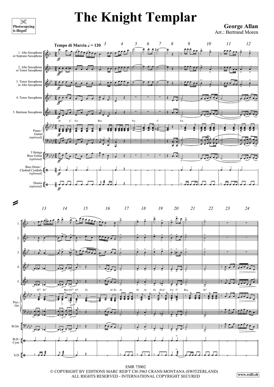 The Knight Templar The Knight Templar Saxophone Quintet scores gallery preview page 3
