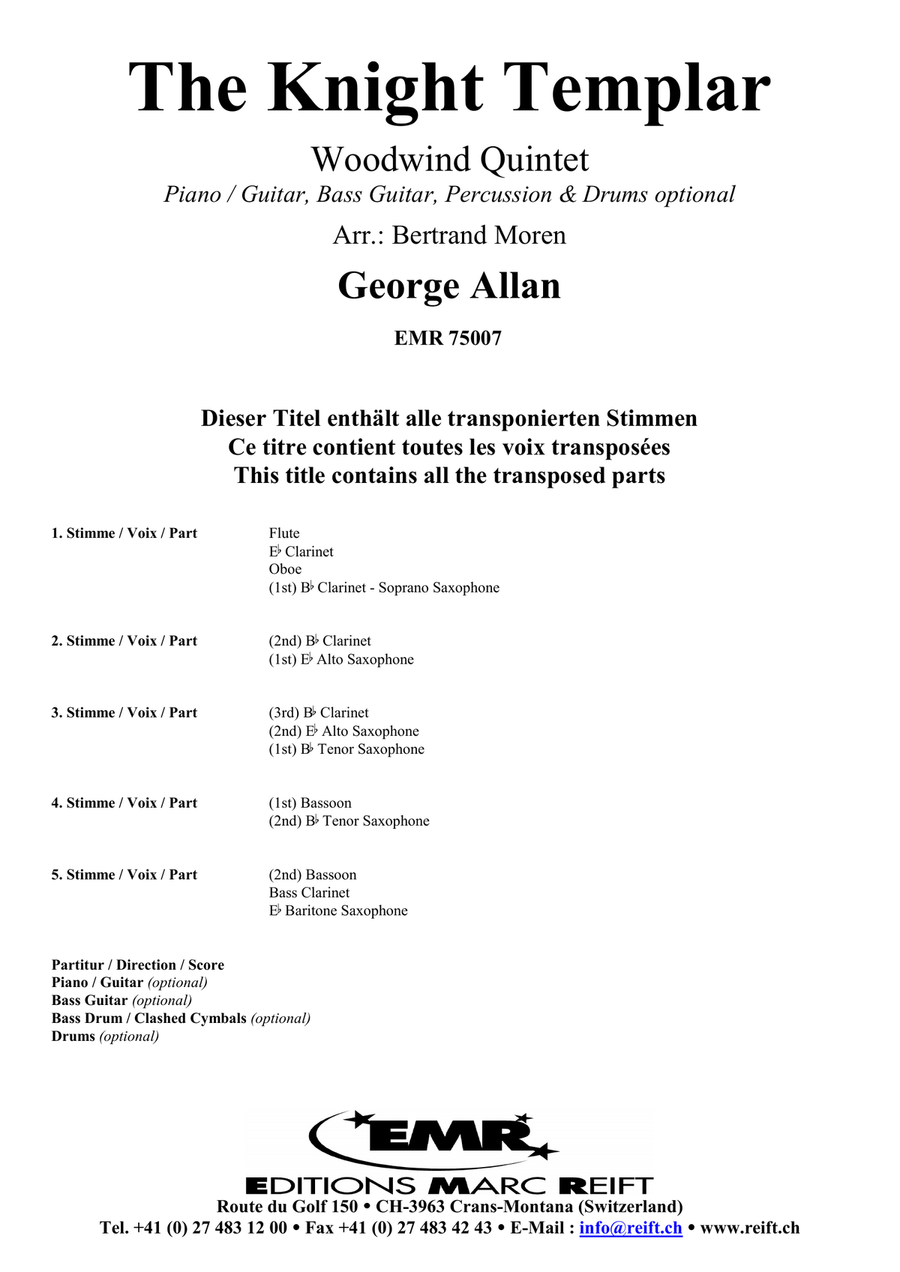 The Knight Templar The Knight Templar Woodwind Quintet scores gallery preview page 2