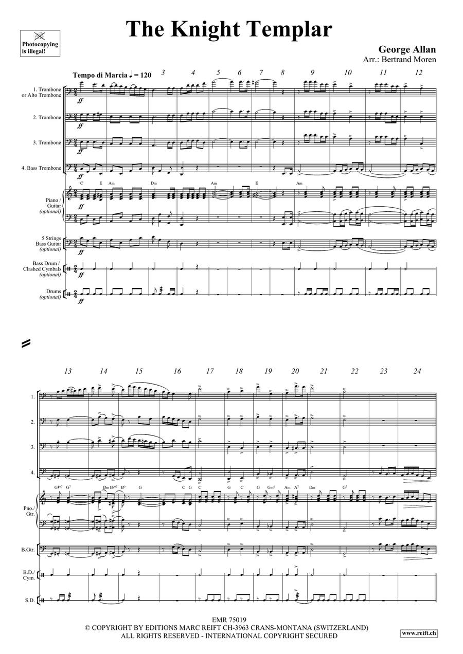 The Knight Templar The Knight Templar Trombone Quartet scores gallery preview page 3