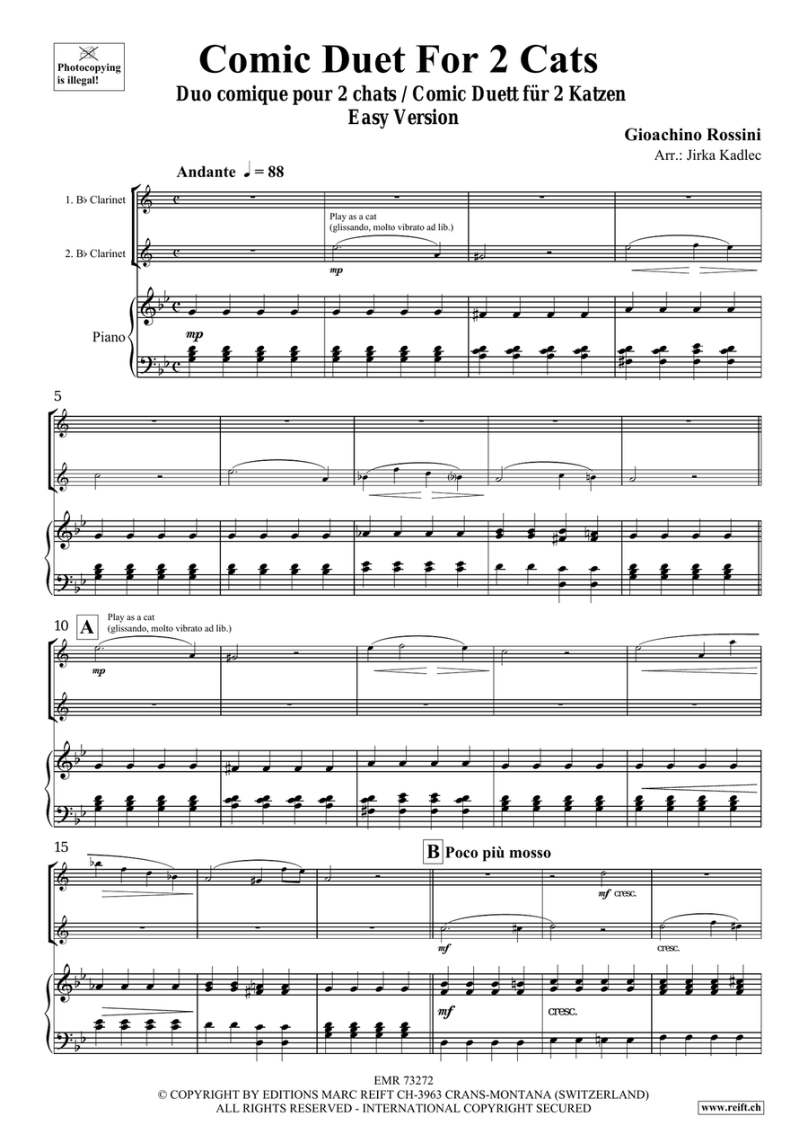 Comic Duet For 2 Cats by Gioachino Rossini Clarinet Duet - Sheet Music page 3