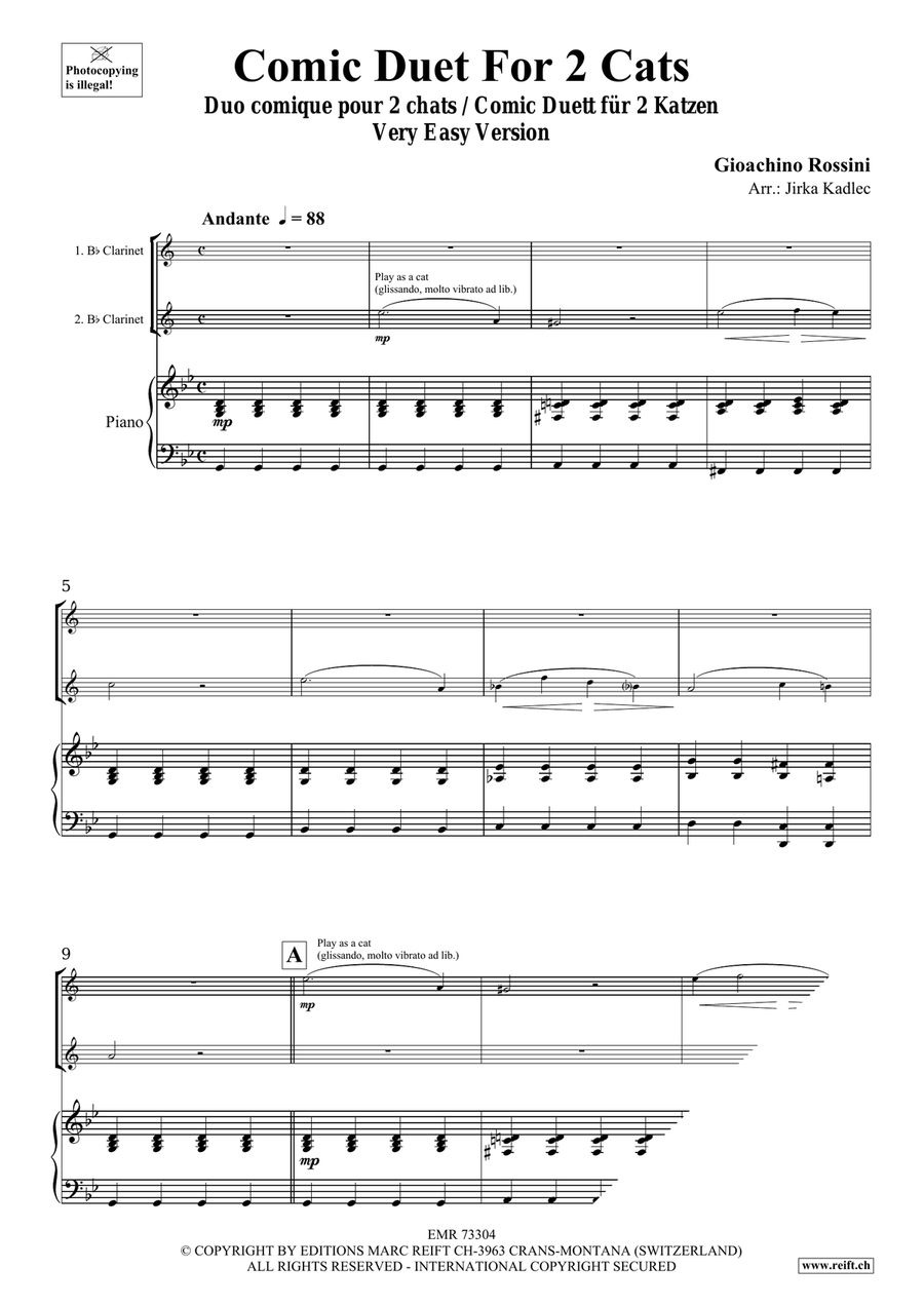 Comic Duet For 2 Cats by Gioachino Rossini Clarinet Duet - Sheet Music page 3