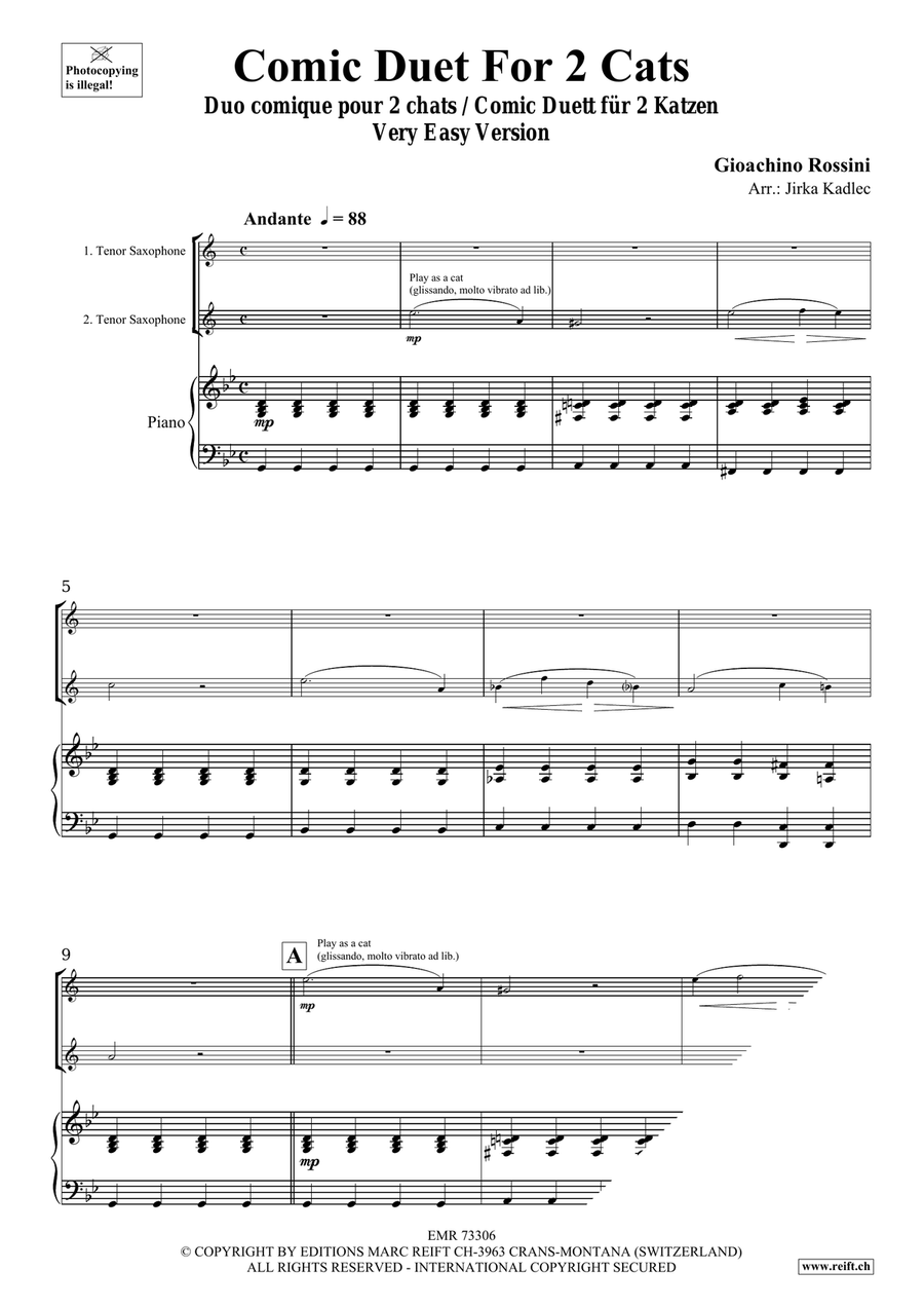 Comic Duet For 2 Cats by Gioachino Rossini Tenor Saxophone - Sheet Music page 3