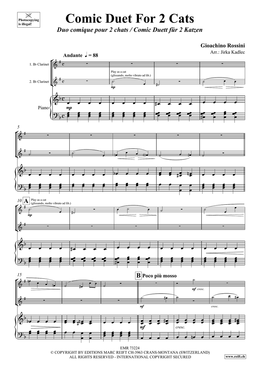 Comic Duet For 2 Cats by Gioachino Rossini Clarinet Duet - Sheet Music page 3