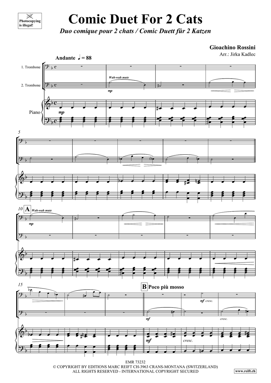 Comic Duet For 2 Cats by Gioachino Rossini Trombone Duet - Sheet Music page 3