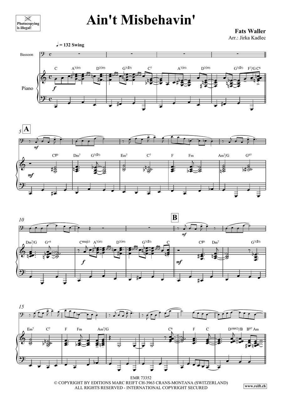 Ain't Misbehavin' Ain't Misbehavin' Bassoon Solo scores gallery preview page 3