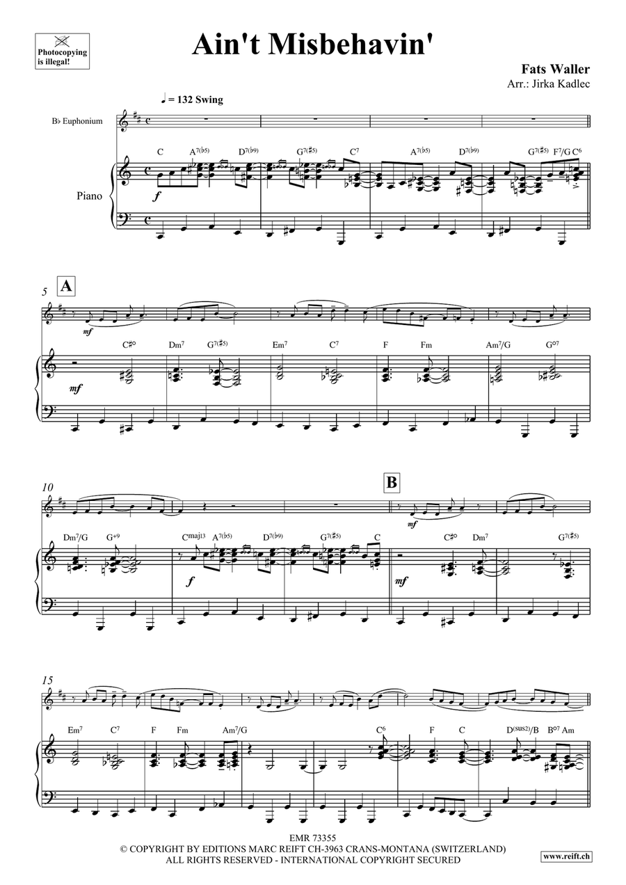 Ain't Misbehavin' Ain't Misbehavin' Euphonium scores gallery preview page 3