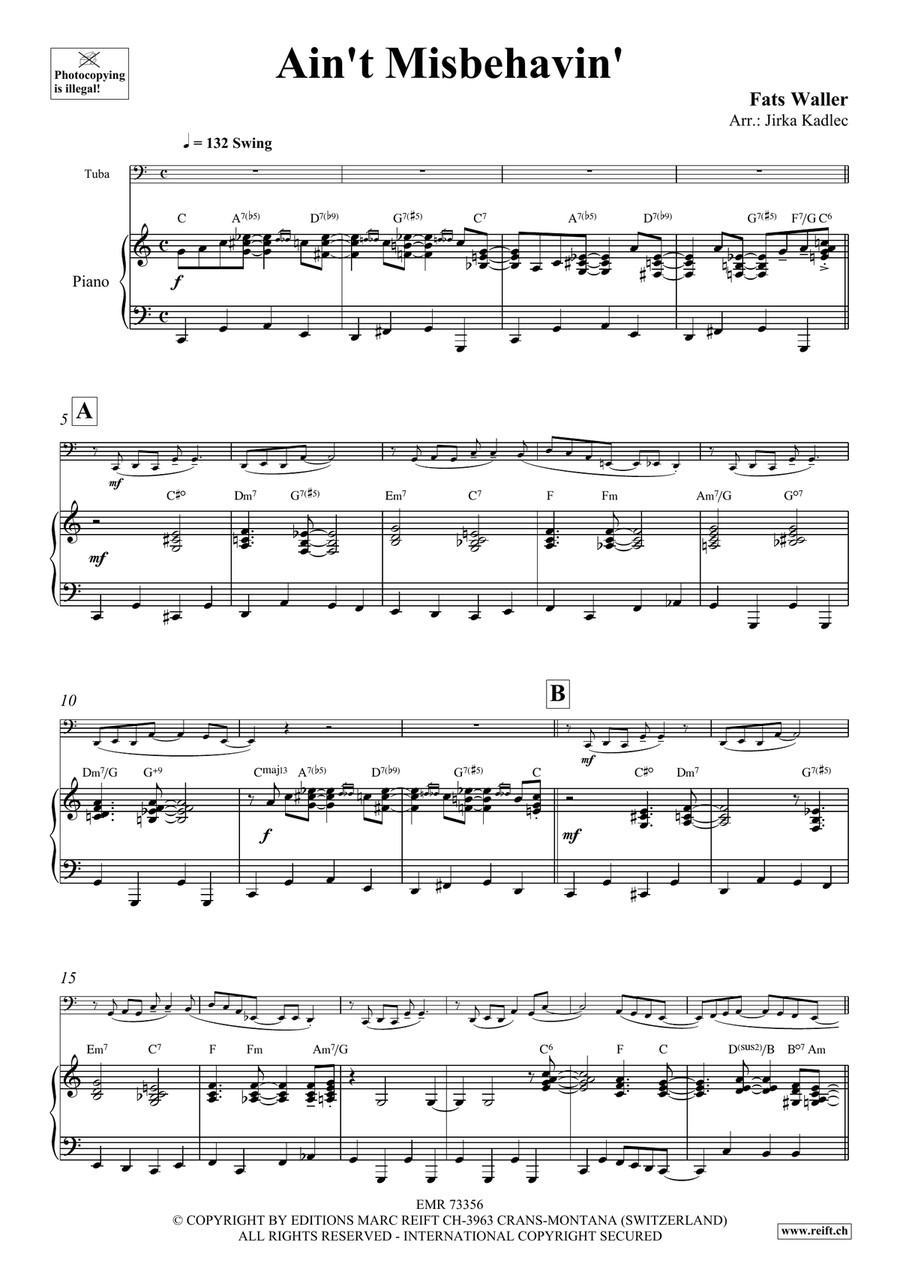 Ain't Misbehavin' Ain't Misbehavin' Tuba scores gallery preview page 3