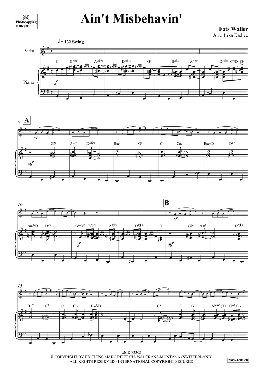 Ain't Misbehavin' Ain't Misbehavin' Violin Solo scores gallery preview page 3