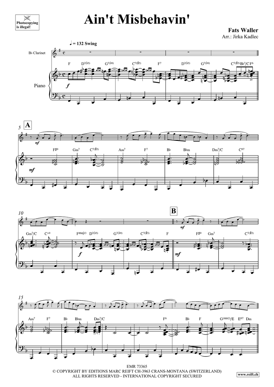 Ain't Misbehavin' Ain't Misbehavin' Clarinet Solo scores gallery preview page 3
